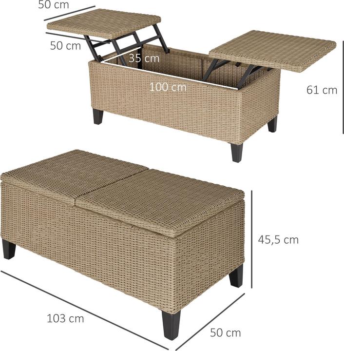 Produktbild Outsunny 2in1 Gartentisch mit Stauraum