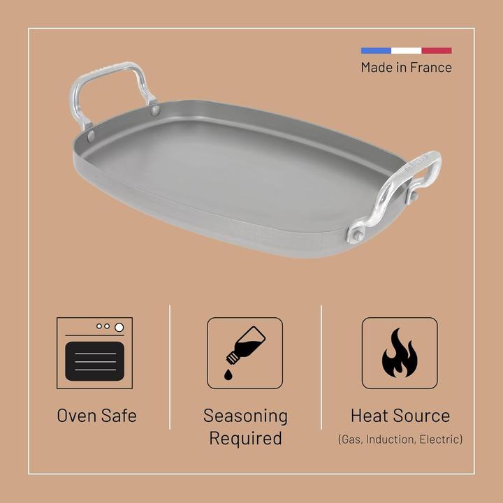 Produktbild de Buyer MINERAL B Grillpfanne rechteckig 38x26cm (Grillpfanne, Eisen, 38 x 11.49 cm)