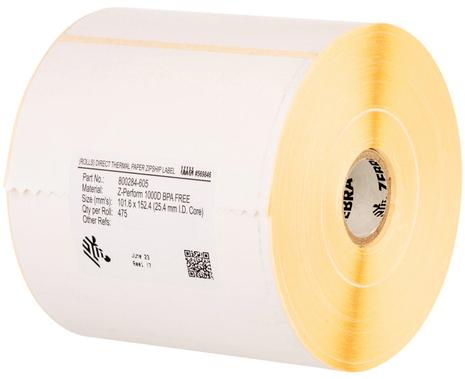 Image du produit Zebra Z-Perform 1000T, White, Paper, Thermal transfer, 100 x 150 mm, 7.6 cm, 1000 pc(s)
