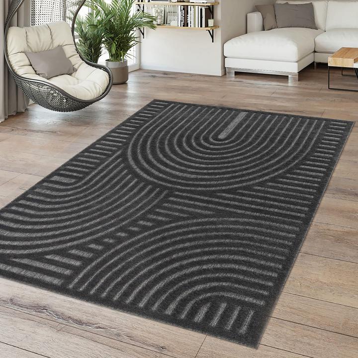 Produktbild TT Home In-& Outdoor Teppich Wetterfest Balkon Küche Wohnzimmerteppich Geometrisch 3D (100 x 60 cm)