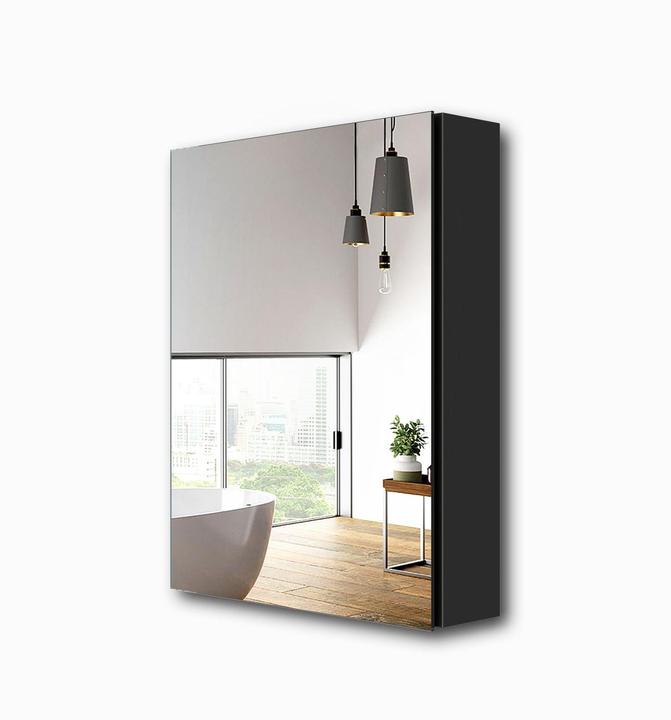 Emke Mirror Cabinets 50x65cm Bathroom Cabinet With Double-Sided Mirror (Black)