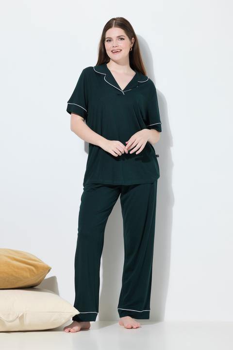 Produktbild Ulla Popken Pyjama, Zierpaspeln, Reverskragen, Halbarm (60)