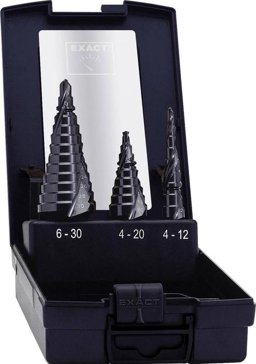 Produktbild Exact HSS StufenbohrerSet (29 mm, 30 mm, 22 mm, 23 mm, 24 mm, 25 mm, 27 mm, 28 mm, 16 mm, 17 mm, 18 mm, 19 mm, 20 mm, 21 mm, 10 mm, 11 mm, 12 mm, 13 mm, 14 mm, 15 mm, 4 mm, 5 mm, 6 mm, 7 mm, 8 mm, 9 mm)