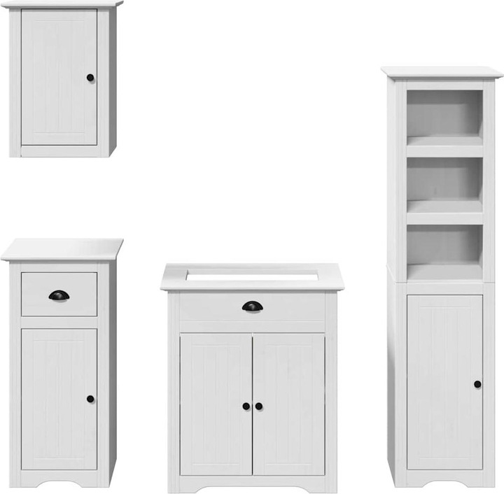 Produktbild VidaXL 4-tlg. Badmöbel-Set BODO Weiss Massivholz Kiefer