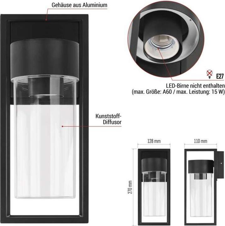 Image du produit Emos LED GARDEN LIGHT,E27,IP44,MAX 15W,WALL MOUNTED (E27, IP44)