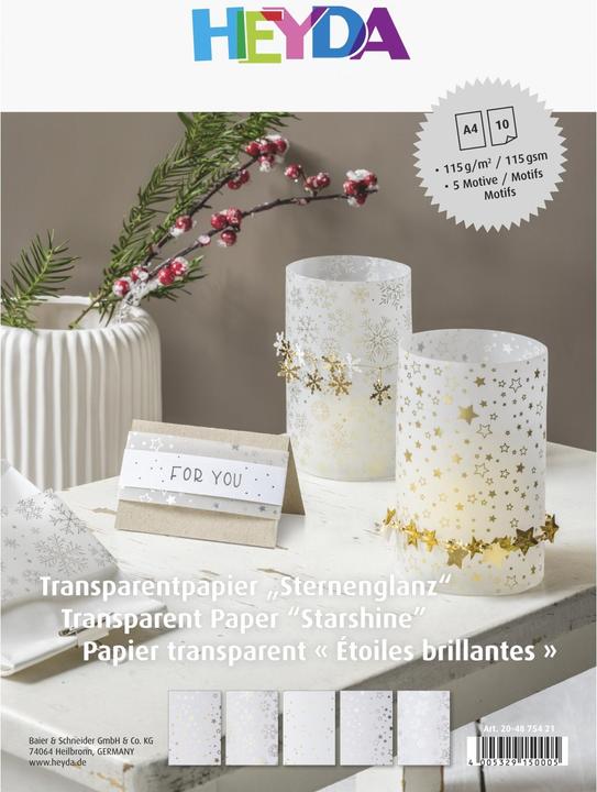 Actual product image Heyda Tracing paper Christmas 10 sheets, A4, gold, silver (115 g/m², 10 x)