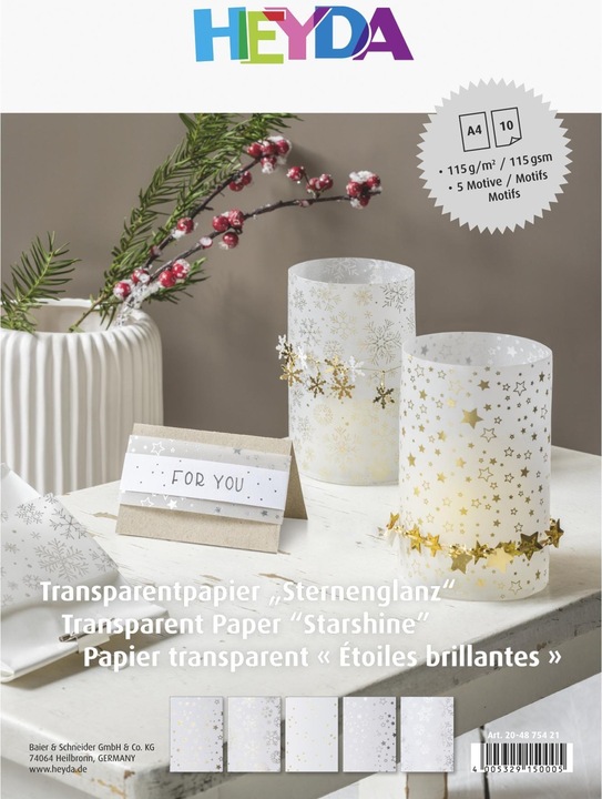 Produktbild Heyda Transparentpapier Weihnachten 10 Blatt, A4, Gold, Silber (115 g/m², 10 x)