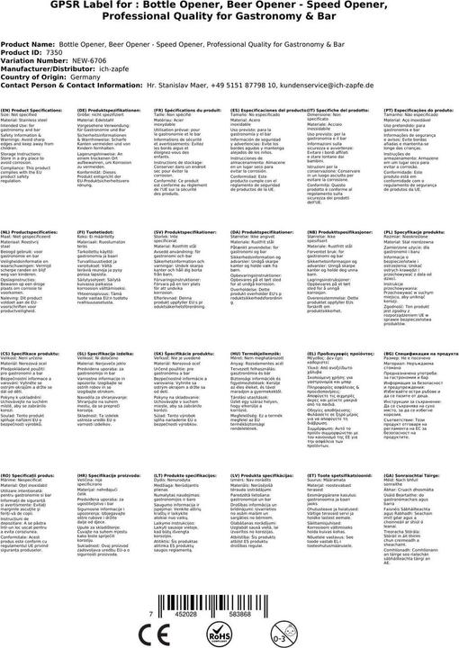 Actual product image Ich-zapfe SPEED OPENER - Stainless steel bottle opener (Bottle opener)