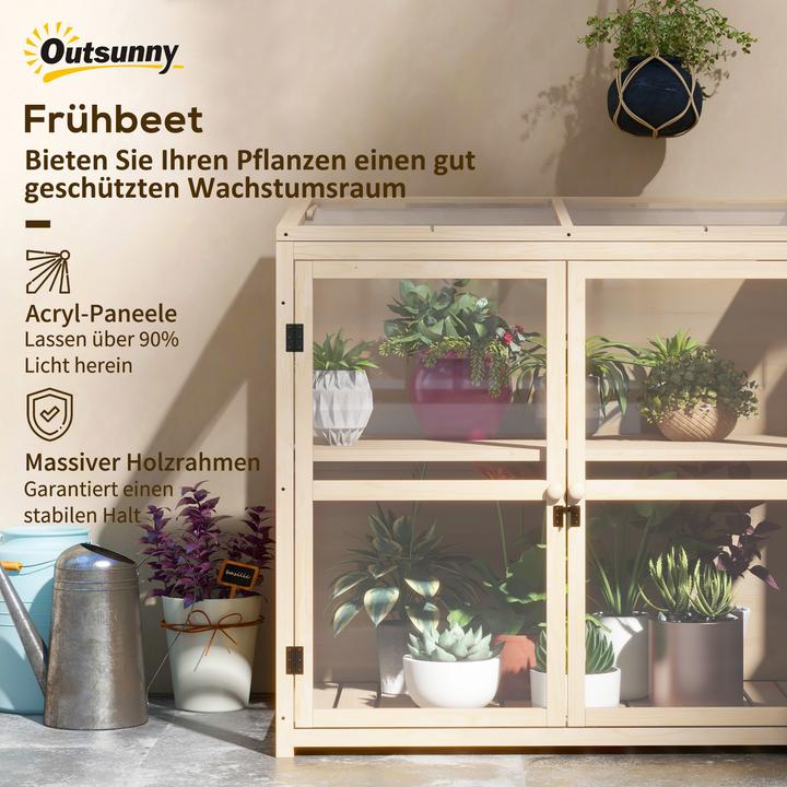 Produktbild Outsunny Frühbeet Acryl, Tannenholz Naturholz