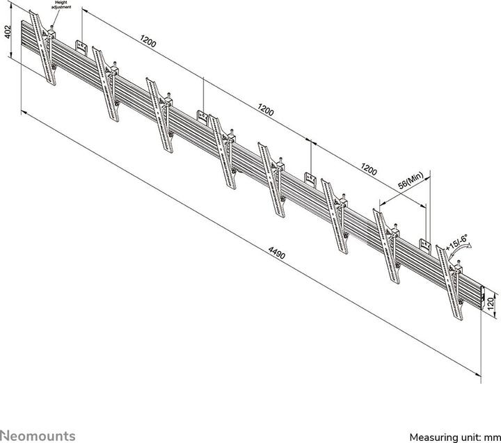 Produktbild Neomounts PRO NMPRO-WMB4 - Klammer - für 4 LCD-Anzeigen - Schwarz - Bildschirmgr (Wand, 30 kg, 32" - 55")