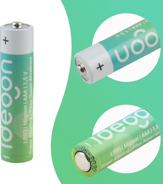 Actual product image Ideoon 20er-Pack Super Alkaline Batterien AAA / LR03 (Micro), 1,5 Volt (20 pcs., AAA)