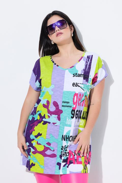 Image du produit Angel of Style T-shirt oversized long à imprimé all-over et col V (54)