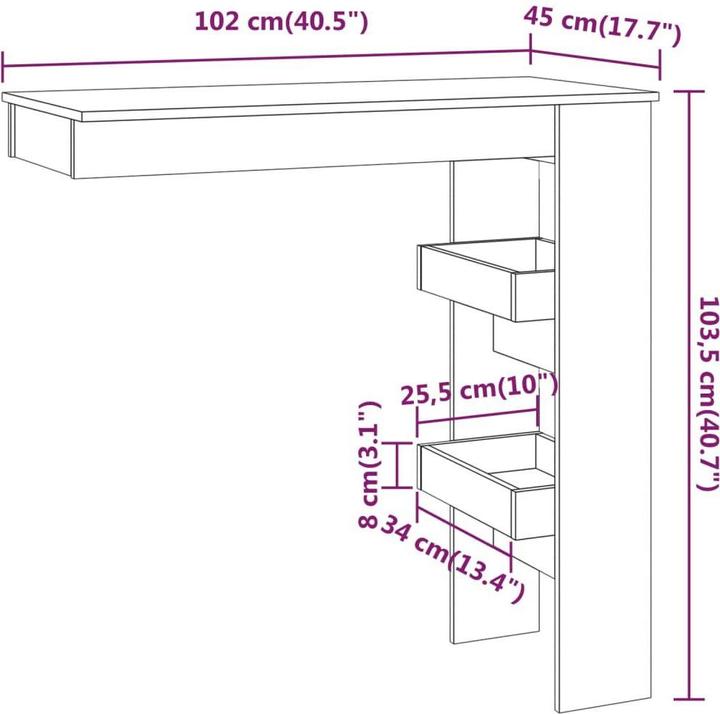 Image du produit vidaXL Wand Bartisch (102 x 102 x 103.50 cm)