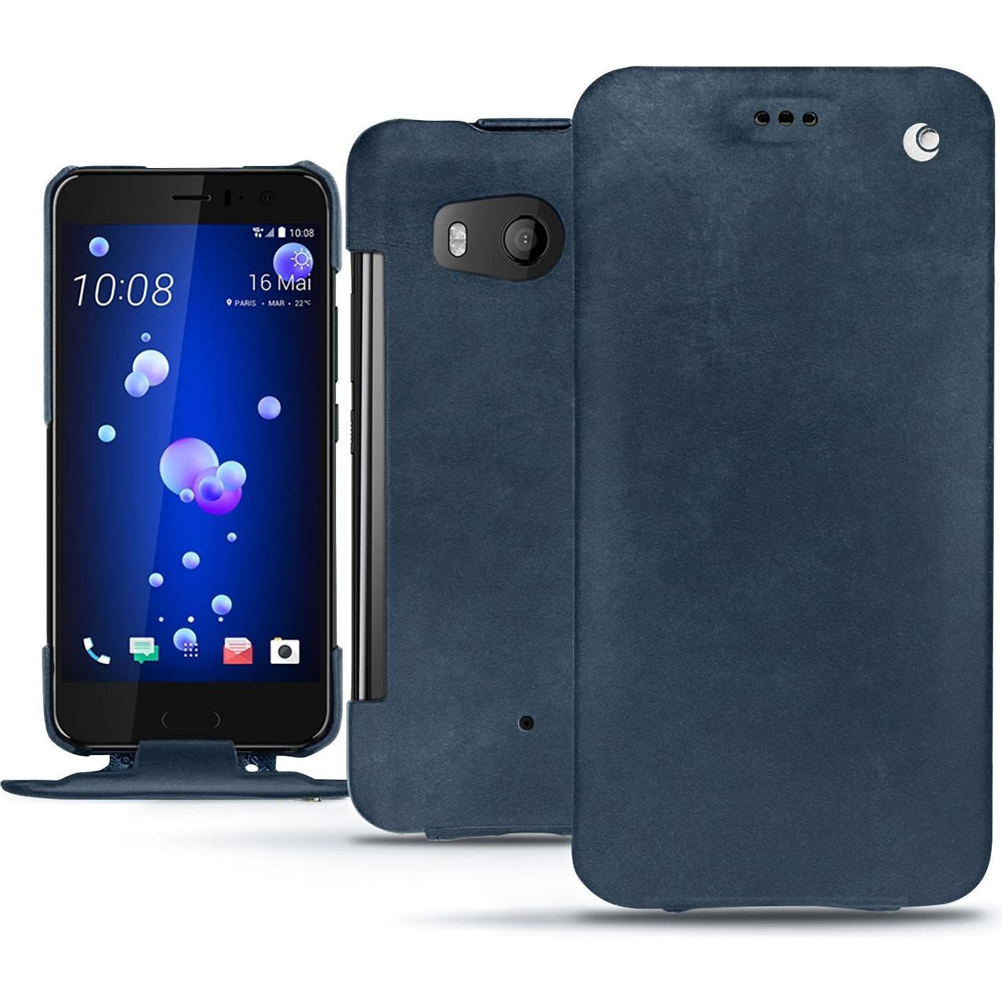 Noreve Lederschutzhülle vertikal (HTC U11), Smartphone Hülle, Blau