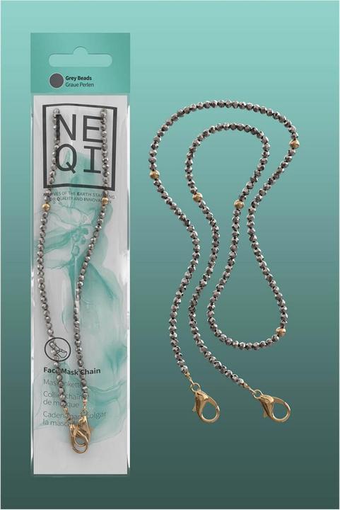 Actual product image Neqi Face Mask Chain Grey Pearls