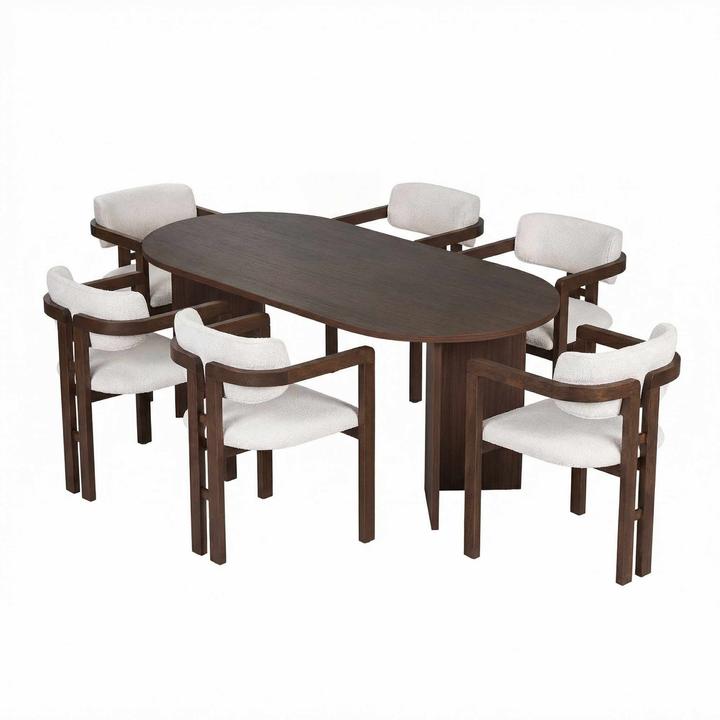 Nordure Meridia 6 Dining Table & Chairs Set (7 Pieces) (Bois)
