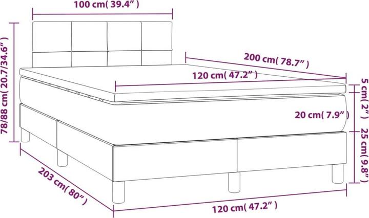 Image du produit vidaXL Boxspringbett (120 x 200 cm)
