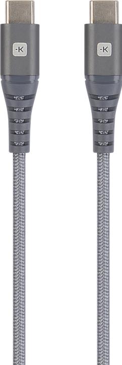 Actual product image Skross USB Cable USB-C to USB-C Cable 2.0, Braiding, 1.20m space gray (1.20 m, USB 2.0, 36 W)