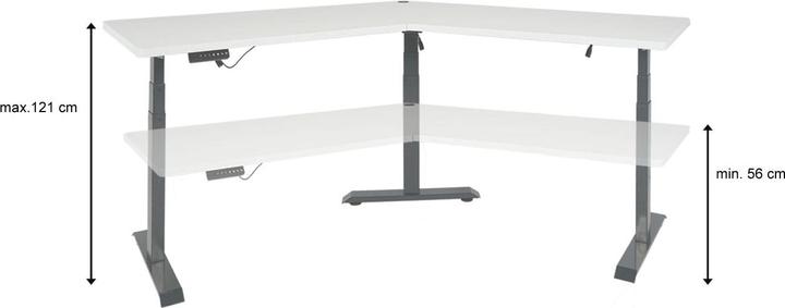 Actual product image Swisshandel24 Desk, computer table, 120° electrically height-adjustable white, black (257 x 68 x 121 cm)