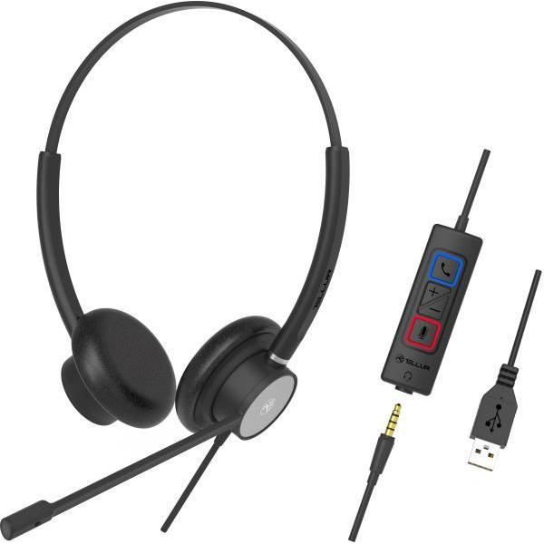 Tellur Voice 420 wired headset binaural black (Kabelgebunden), Office Headset, Schwarz
