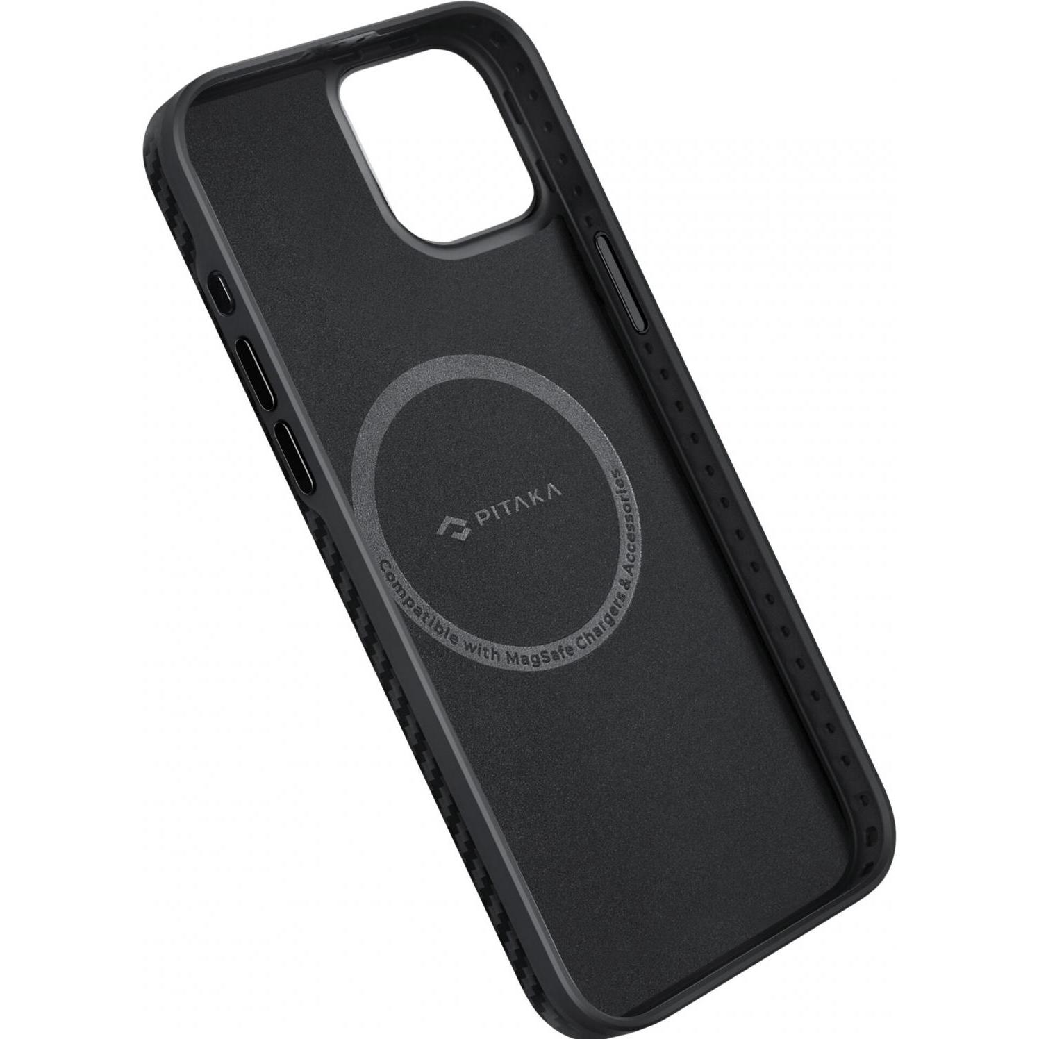 Thumbnail - Pitaka MagEZ Case Pro 4 1500D for iPhone 15 Black/Grey Twill (Apple iPhone 15), Smartphone Hülle, Schwarz