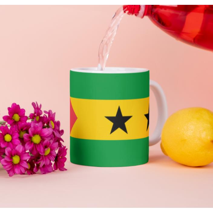 Tinisu, Tasse, SÃ£o TomÃ und PrÃ­ncipe Tasse Flagge Pot Kaffeetasse National Becher Kaffee BÃ¼ro (325 ml, 1 x)