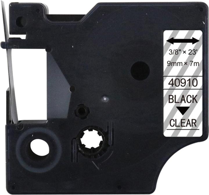 Produktbild Hermex Alternatives Etikettenband zu Dymo D1 40910 / S0720670 Beschriftungsband (0.90 cm, Schwarz, Transparent)