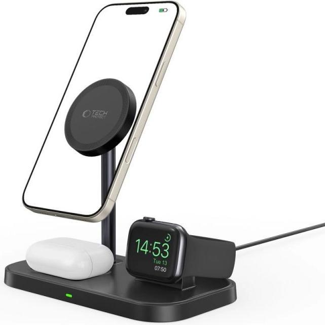 Actual product image Tech Tech-Protect wireless charger QI15W A22 3in1 Magnetic MagSafe, black (15 W)