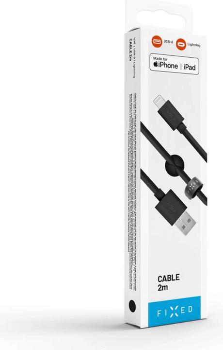 Actual product image Fixed Langes Daten- und Ladekabel mit Lightning-Anschluss 2 m schwarz / MFI-Zertifizierung / 2,4A (2 m)