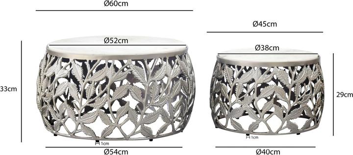 Produktbild FineBuy 2er Set Couchtisch Marmor Metall rund Wohnzimmertisch Beistelltisch Satztisch (60 x 60 x 33 cm)