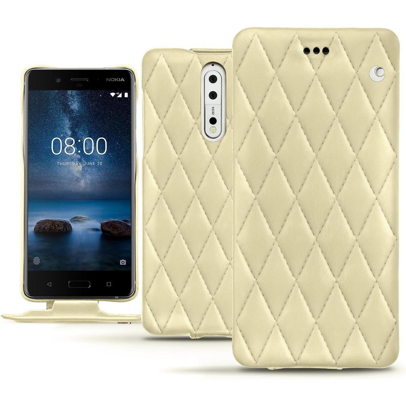 Noreve Lederschutzhülle vertikal (Nokia 8), Smartphone Hülle, Beige