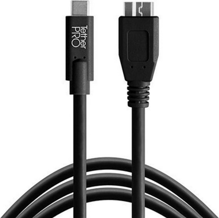 Tether Tools TetherPro, Cavo USB-C 3.0, USB-C / 3.0 Micro-B, 4,6 m, nero (4.60 m, USB 3.2 Gen 1)