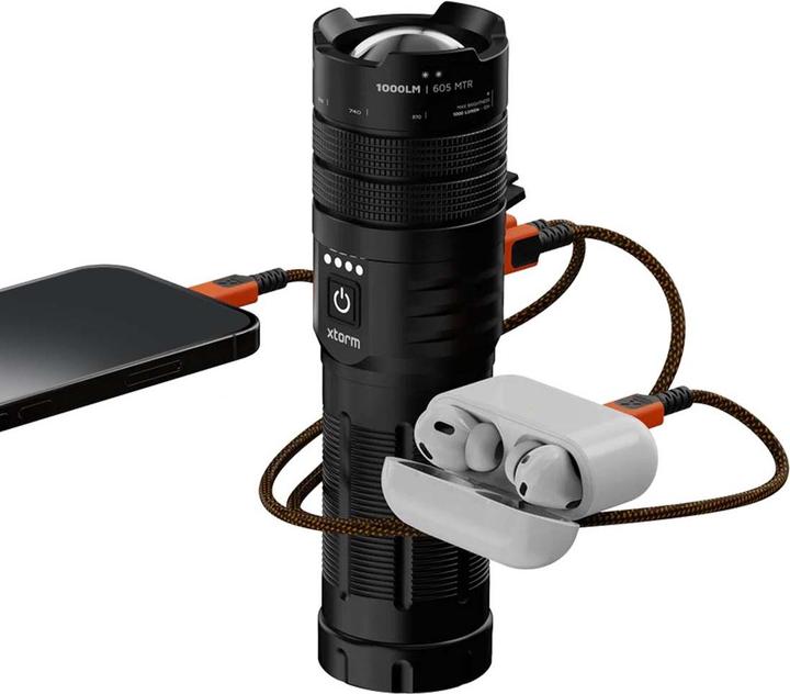 Actual product image Xtorm mit Powerbank 10.500mAh, 1x USB-C PD 20W, 1x USB-A 18W Flashlight Powerbank Black (10500 mAh, 20 W, 20 Wh)