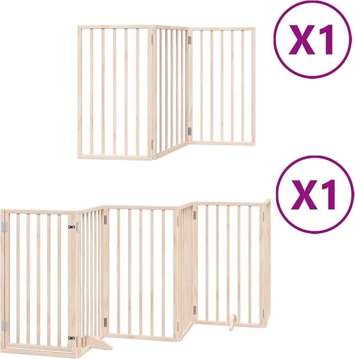 Image du produit vidaXL Porte pour chien Barrière de sécurité pour chiens Barrière de sécurité pliable 9 pièces en bois (2 cm)