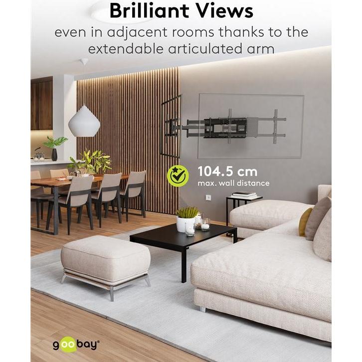 Thumbnail - Goobay TV-Wandhalter Pro FULLMOTION XL WideRange 43-90z Schere dreh/neig 80kg (Wand, 90", 80 kg), TV Wandhalterung, Schw...