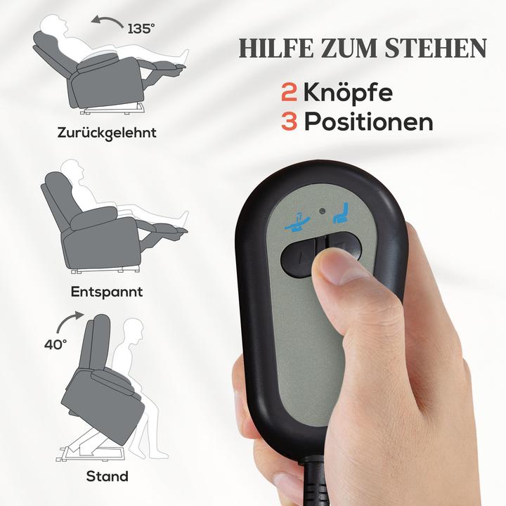 Produktbild Homcom Fernsehsessel mit Aufstehhilfe Polyester Dunkelgrau