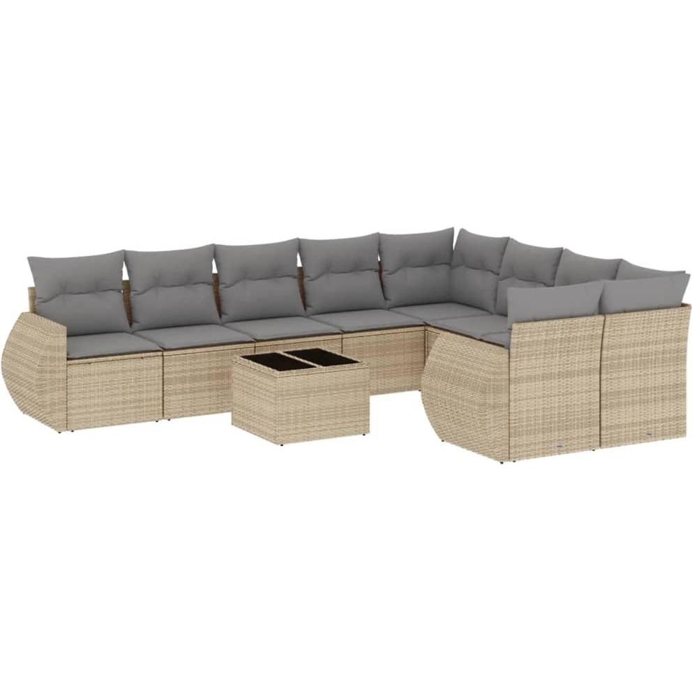 VidaXL, Gartenlounge, 10-tlg. Garten-Lounge-Set mit Kissen