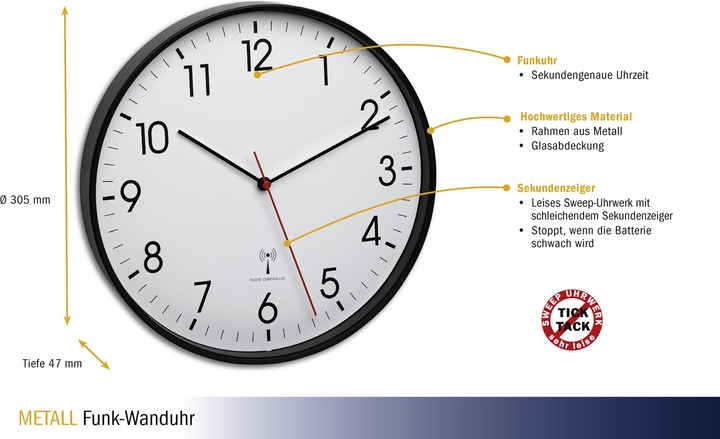Actual product image TFA Radio wall clock (30.50 cm)
