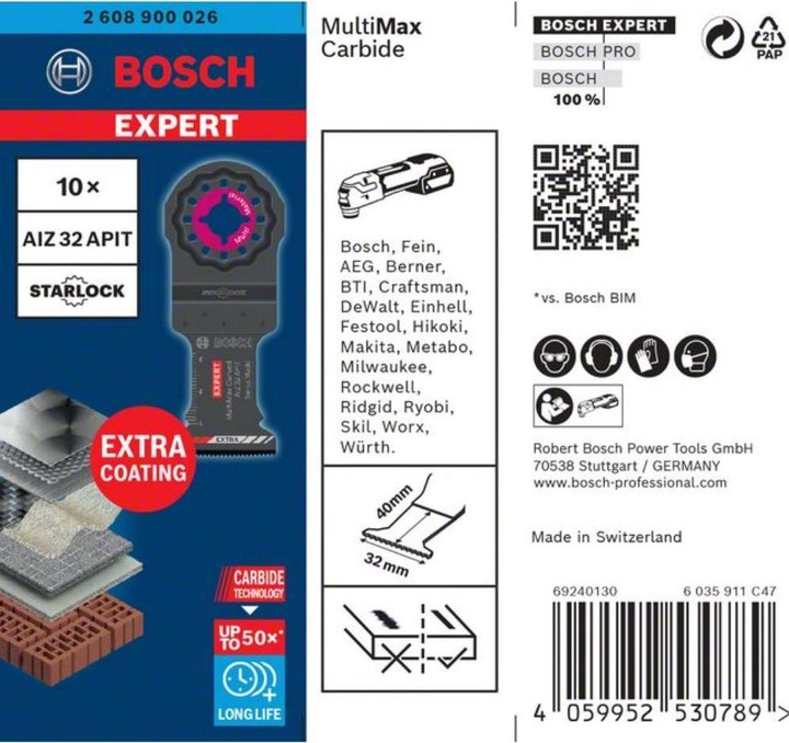 Produktbild Bosch Professional Zubehör EXPERT MultiMax AIZ 32 APIT Blatt für Multifunktionswerkzeuge, 32 mm, 10 Stück