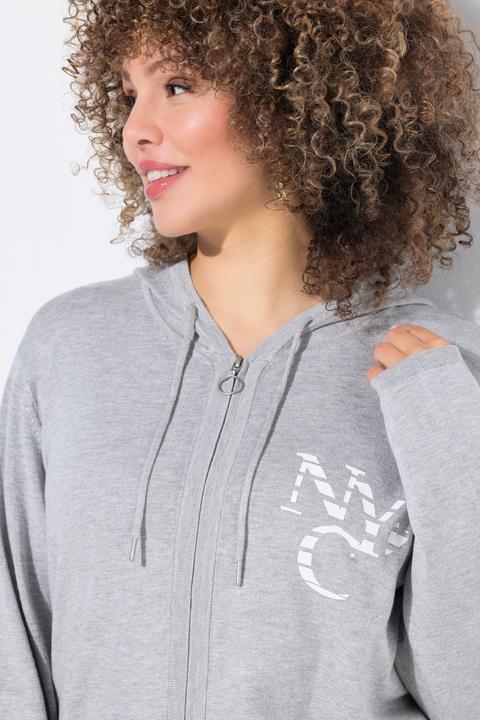 Immagine prodotto Ulla Popken Cardigan con NYC, cappuccio e tasca a marsupio (50, 52)