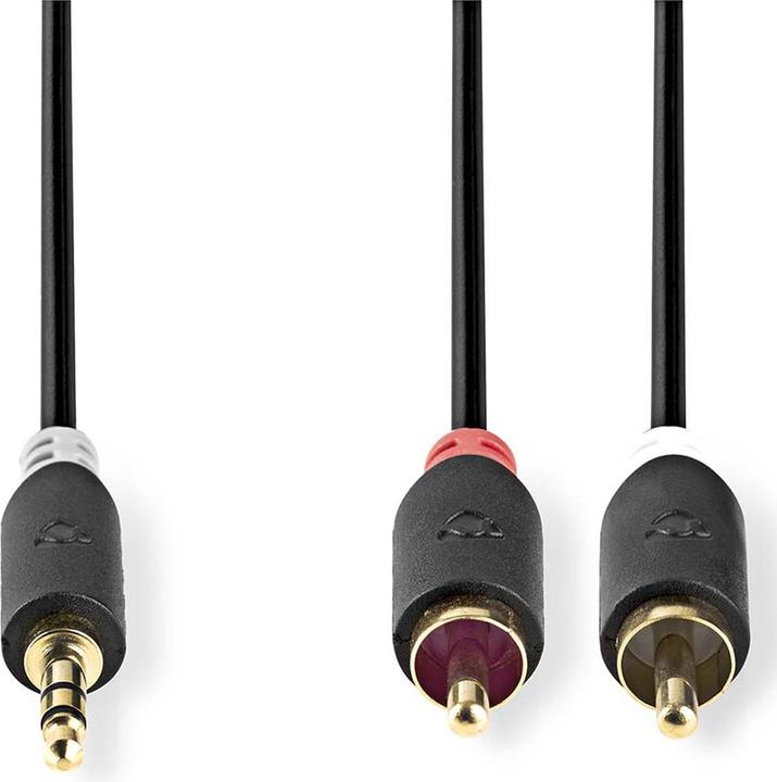 Actual product image Nedis CABW22200AT20. Connection 1: 3.5mm, Connection 2: 2 x RCA, Cable material: Copper clad aluminiu (2 m)