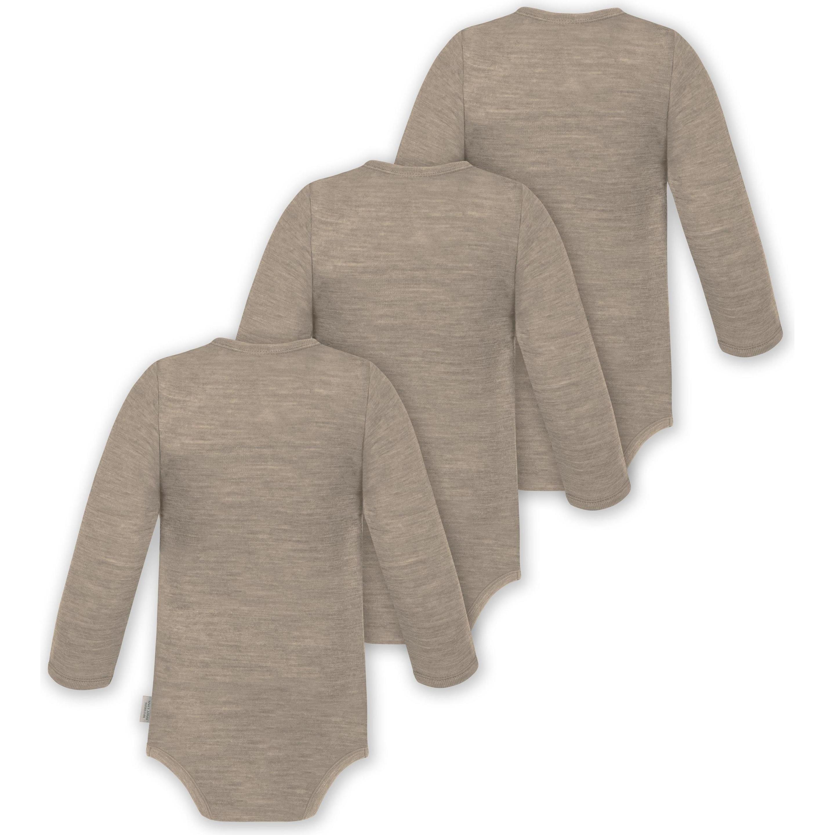 Thumbnail - Normani, Herren, Body, 3er Pack Baby Merino Body Langarm „Auckland" - 9371, Beige, (80)