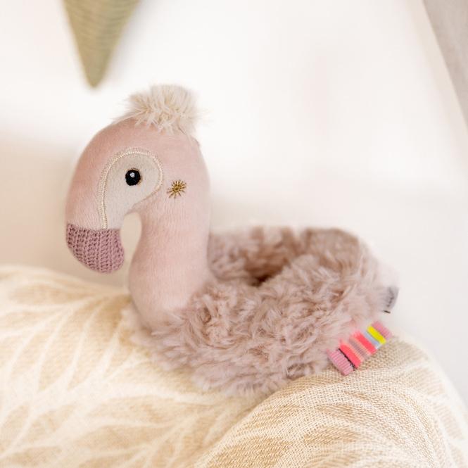 Actual product image Fehn Ring-Greifling Flamingo, Material: Polyester, Plüsch