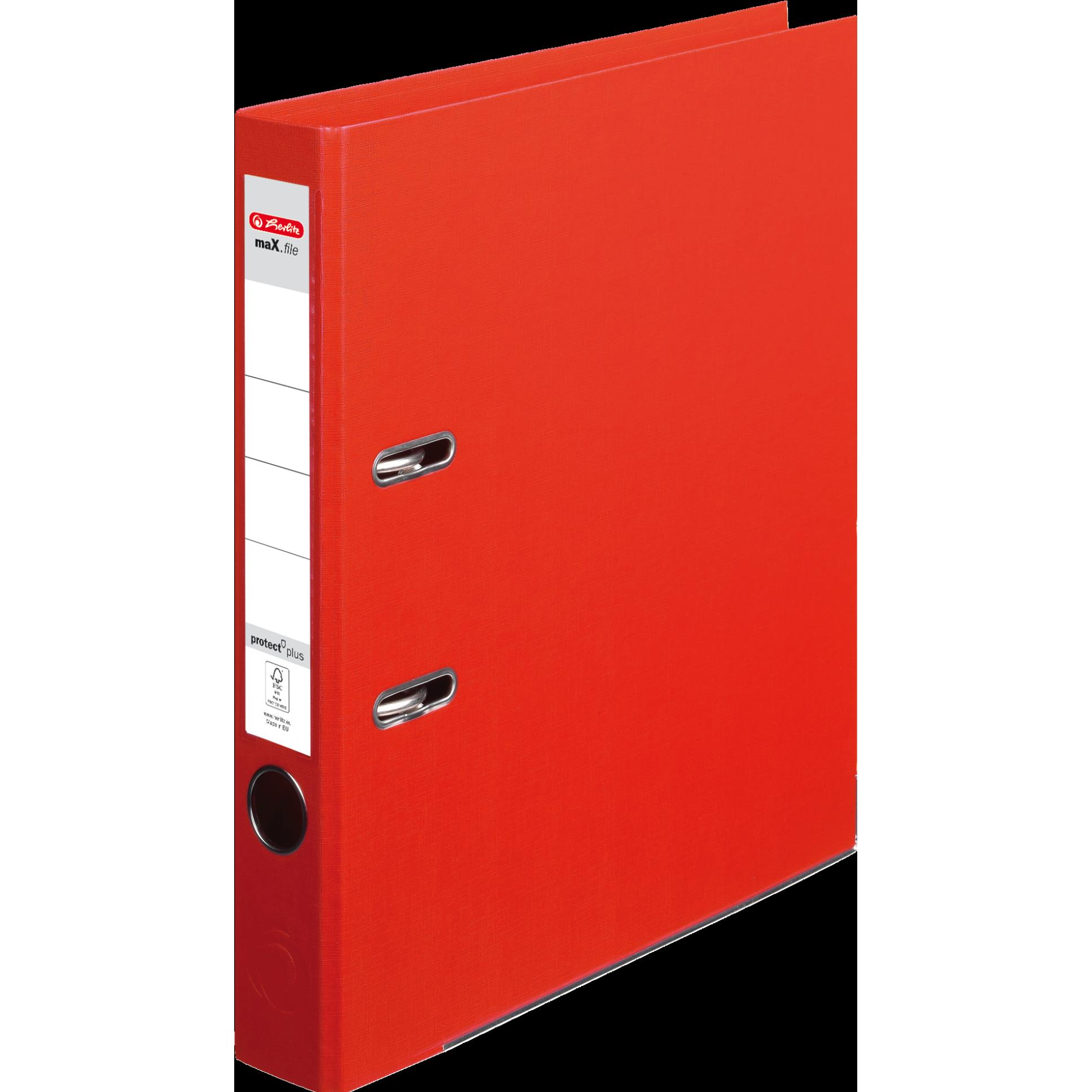 Herlitz, Ordner, Ordner maX.file protect plus, Rückenbr.:50 mm, rot DIN A4, Voll-PP-Kunststoffbezug, Kantenschutz, Ei (A...