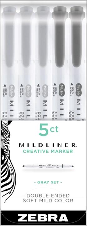Zebra Stylos Mildliner Bulletjournal Gray Tones Set 5 pièces (5x)