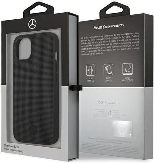 Image du produit Mercedes MEHCP13MMBLBK iPhone 13 6,1" czarny/black hardcase Cuir Meshed Metal Logo (Apple iPhone 13)