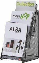 Actual product image Alba Table display "MESHPREZA5", A5 high, black, 3 compartments for DIN A5 format, made of wire metal (A5)