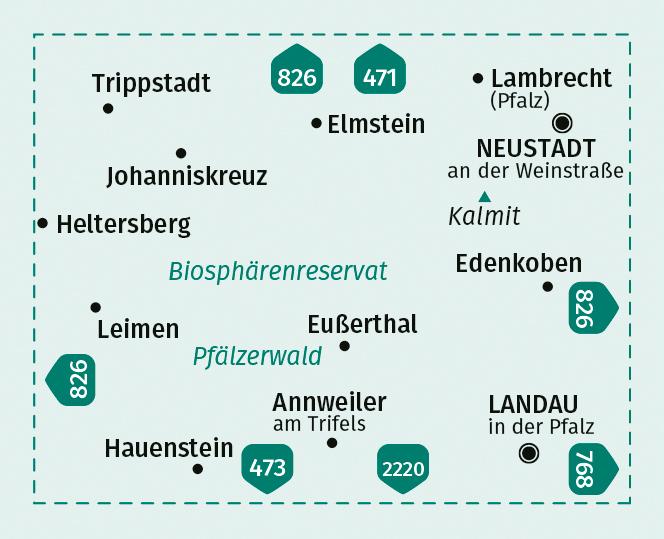Actual product image Hiking map 472 Palatinate Forest Centre 1:25,000
