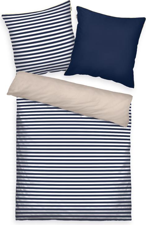 Produktbild Tom Tailor Perkal Streifen Dark Navy/Sunny Sand (Bettwäsche Set, 70 x 90 cm, 140 x 200 cm)