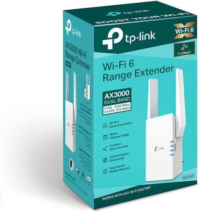 Produktbild TP-Link RE705X - Wi-Fi 6 Reichweitenverlängerer (2402 Mbit/s, 574 Mbit/s)